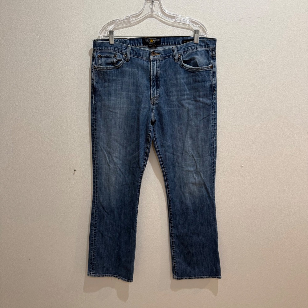 Lucky Brand 367 Vintage Boot Blue Jeans Mens 38x32 Premium Italian Denim
